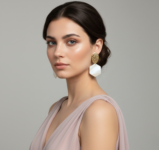 Aurora Gold & White Drop Earrings