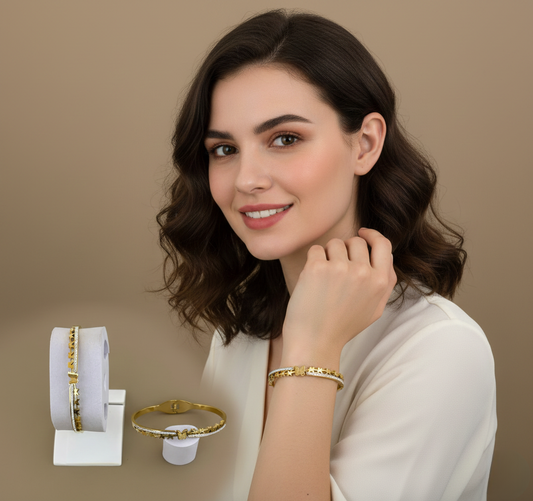 Star & Butterfly Gold Kada Bracelet for Women