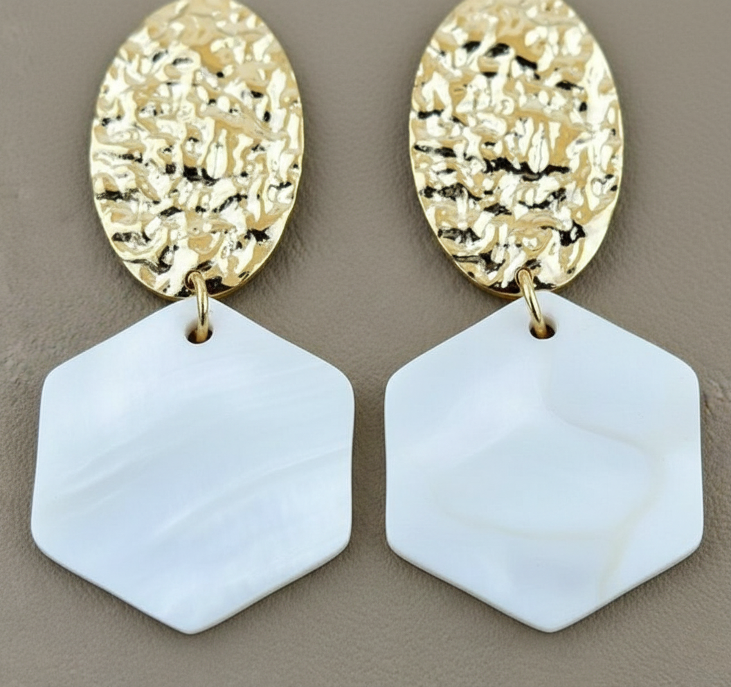 Aurora Gold & White Drop Earrings