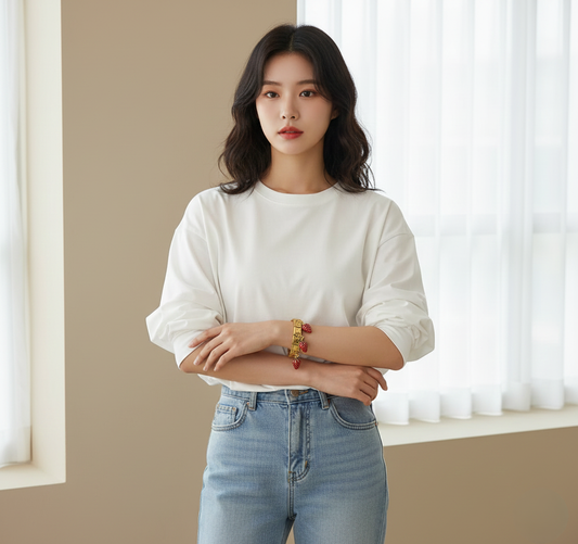 Strawberry Charm Gold plated Bracelet – Cute Korean Style