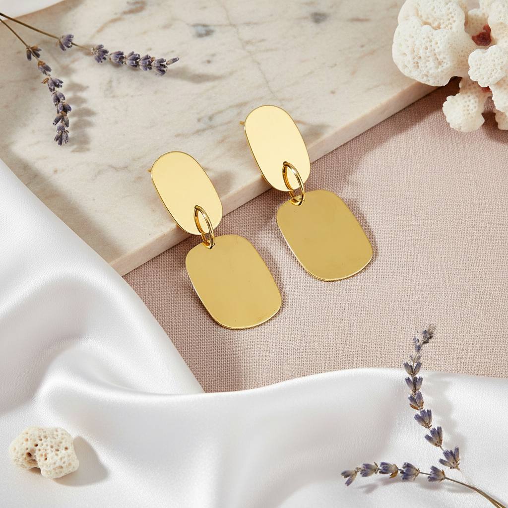 Golden Glow Minimal Drop Earrings