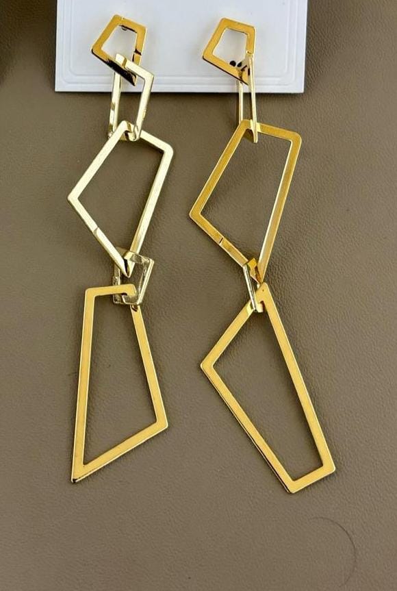 Geometric Elegance Gold Drop Earrings