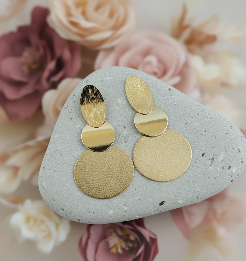 Elegant Geometric Gold Drop Earrings