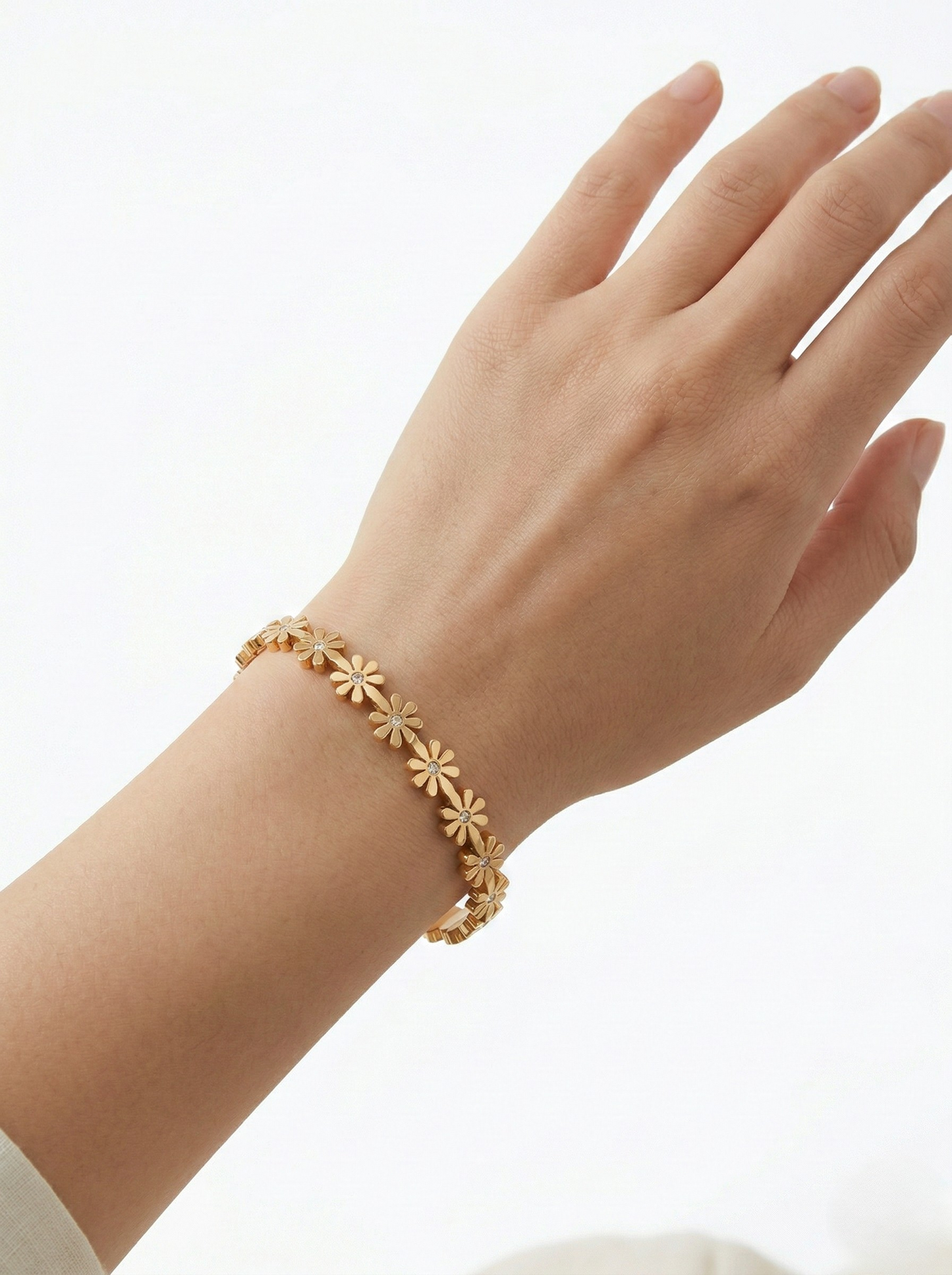 Elegant Floral Gold Bracelet on Marble Surface