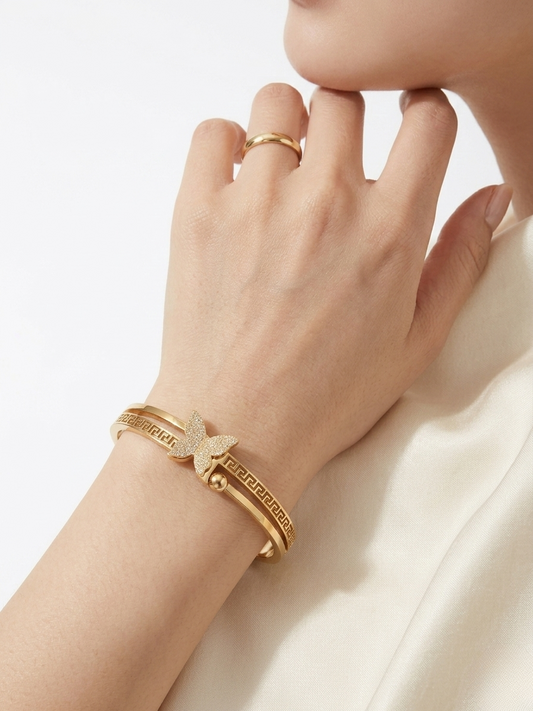 Elegant Korean Style Gold Butterfly Charm Bracelet