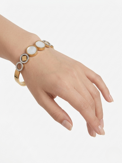 Elegant Gold Mother Pearl Circle Design Bracelet