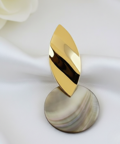 Gold Finish Abstract Shell Drop Earrings