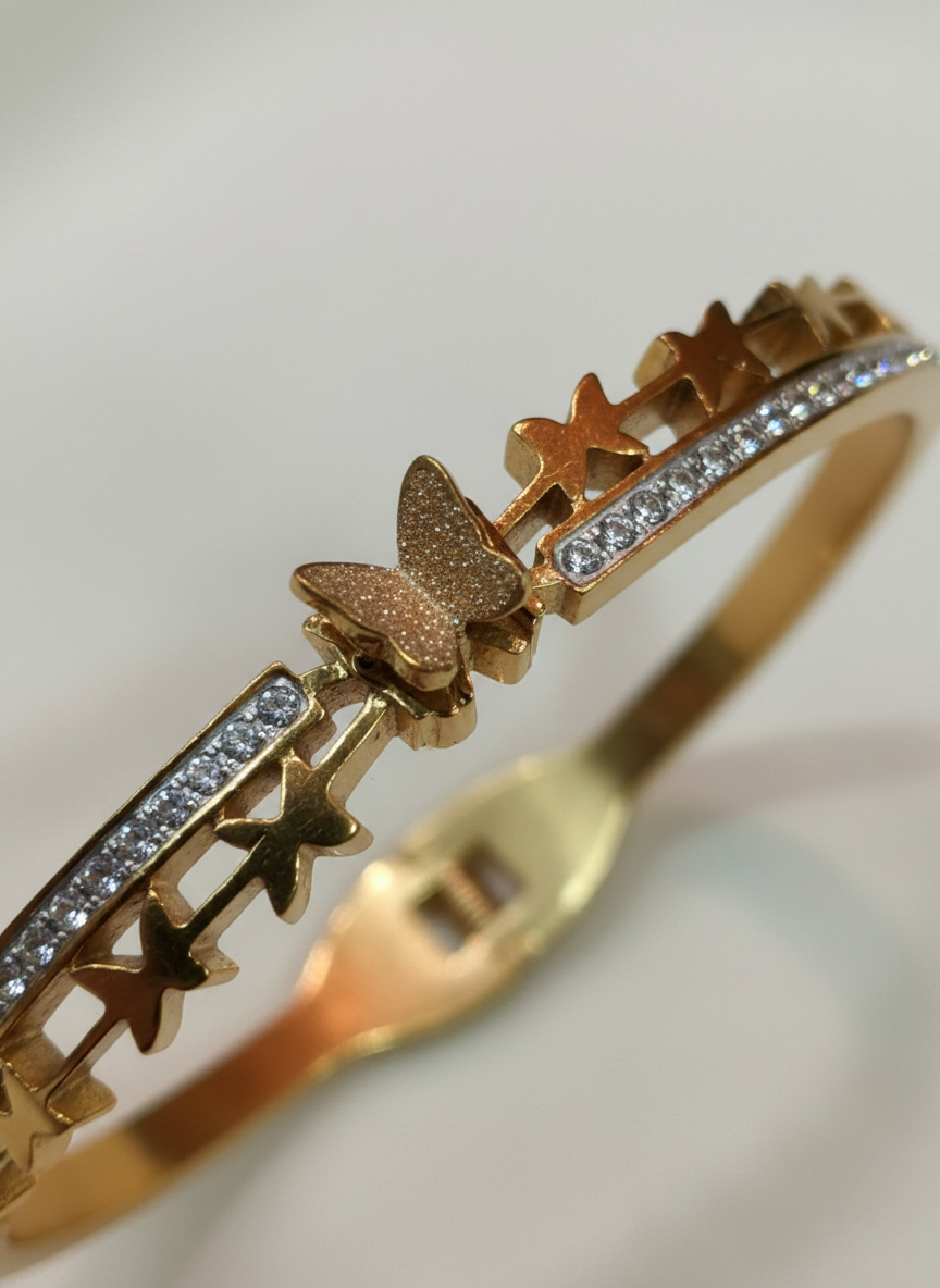 Elegant Korean Style Gold Butterfly Star Kada