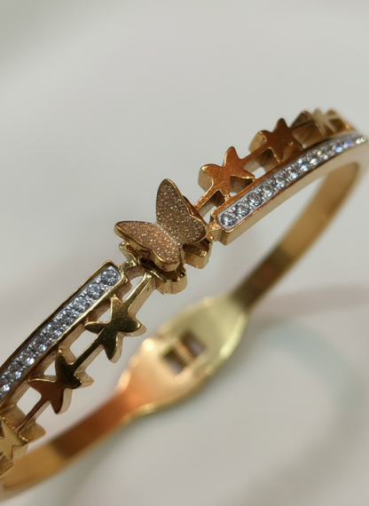 Elegant Korean Style Gold Butterfly Star Kada