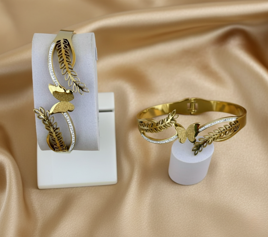 Elegant Shiny Butterfly Leaf Designer Bracelet