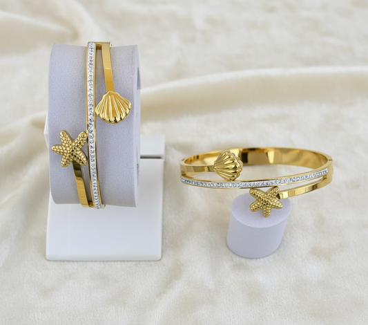 Diamond Studded Sleek Gold Plated Stainless Steel Kada Bracelet