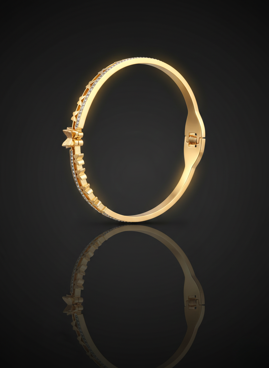 Elegant Korean Style Gold Butterfly Star Kada