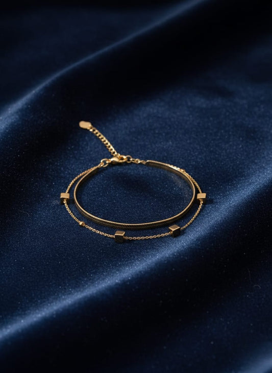 Elegant Gold Minimalist Double Layer Bracelet