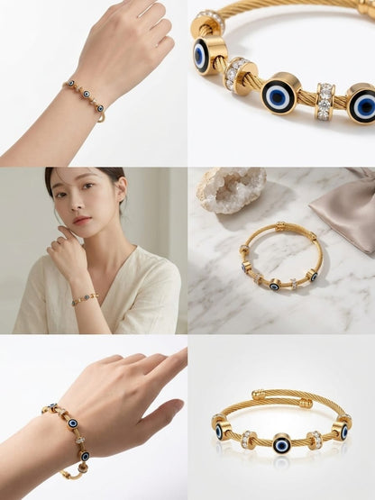 Golden Elegance: The Evil Eye Charm Bracelet