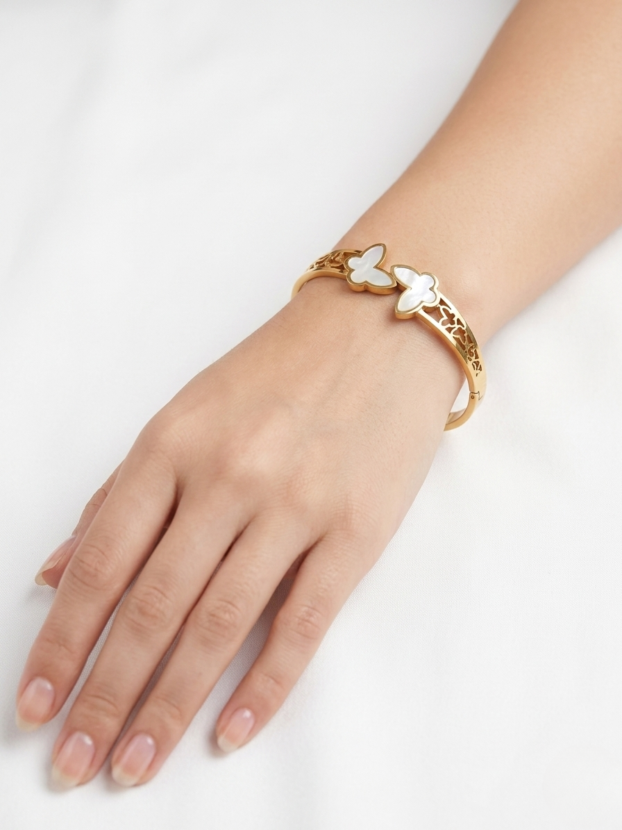 Elegant Gold Butterfly Pearl Korean Style Bracelet