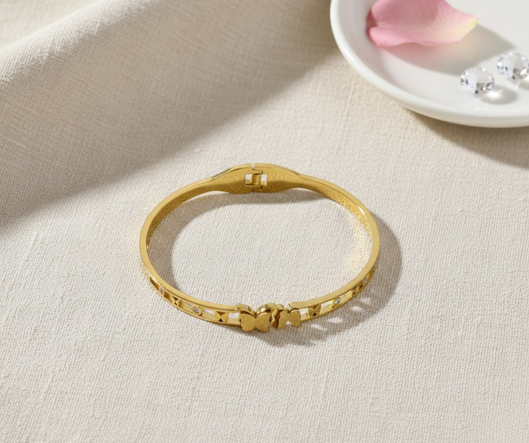 Butterfly Gold Kada Bracelet for Women – Minimal & Elegant