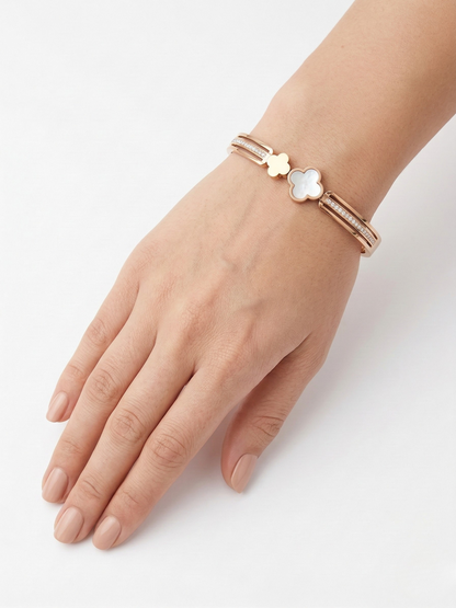 Elegant Gold Clover Crystal Designer Luxury Bracelet