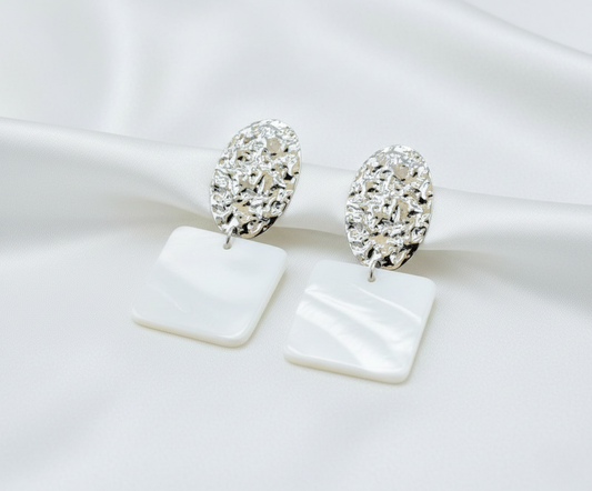 Contemporary Silver Statement Earrings