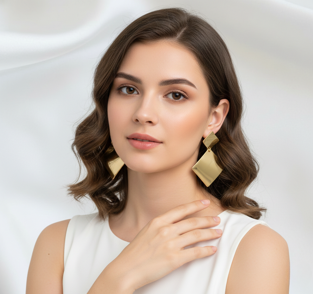 Geometric Shine Gold Earrings