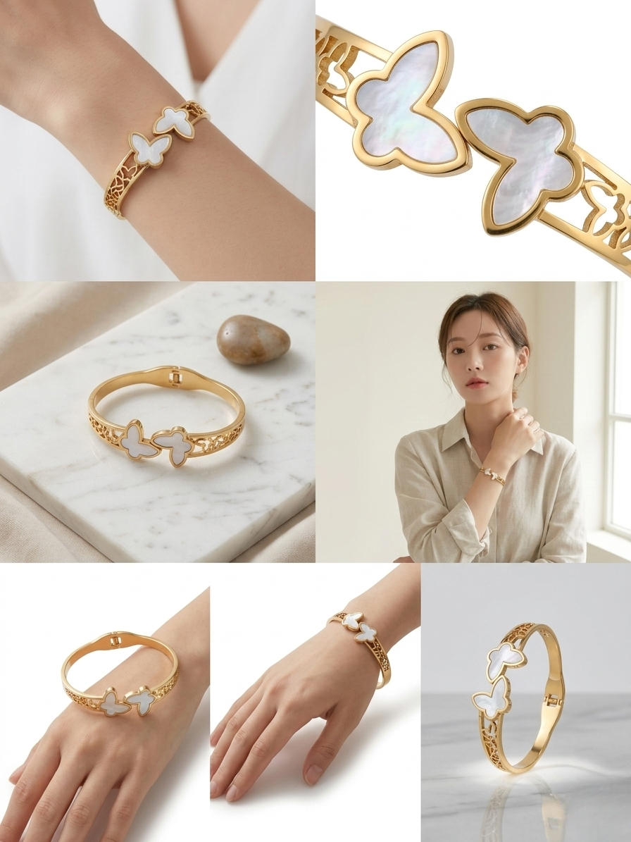 Elegant Gold Butterfly Pearl Korean Style Bracelet