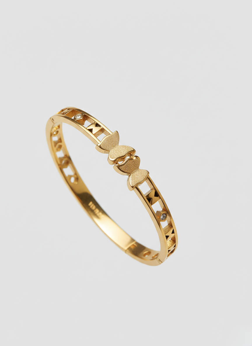 Elegant Korean Gold Butterfly and Star Kada