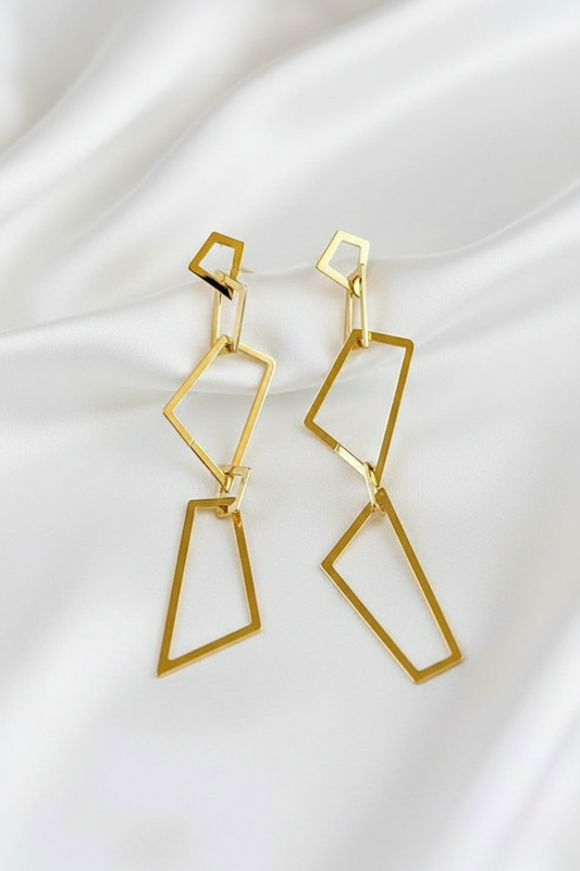 Geometric Elegance Gold Drop Earrings