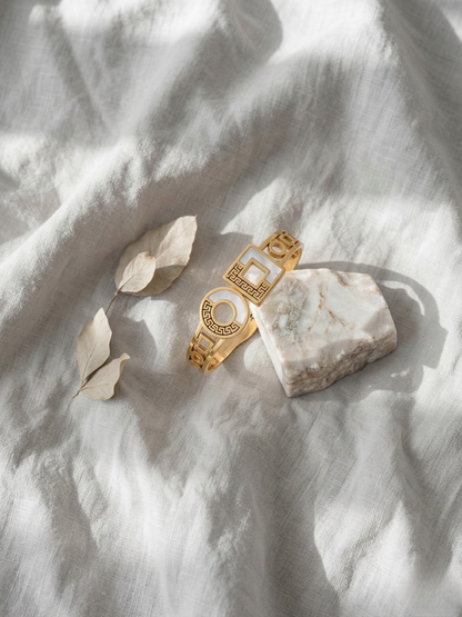 Stylish Gold Plated Dual Shape Designer Bracelet