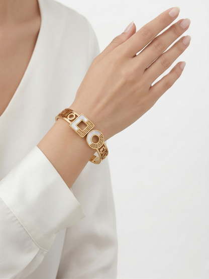 Stylish Gold Plated Dual Shape Designer Bracelet
