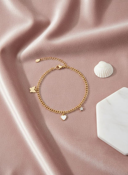 Elegant Gold Charm Bracelet with Butterfly Pendant