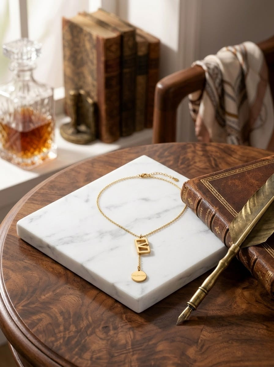 Luxury Gold Letter Pendant Chain Necklace