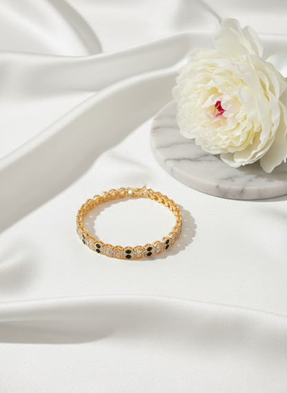Elegant Gold Honeycomb Diamond Cuff Bracelet