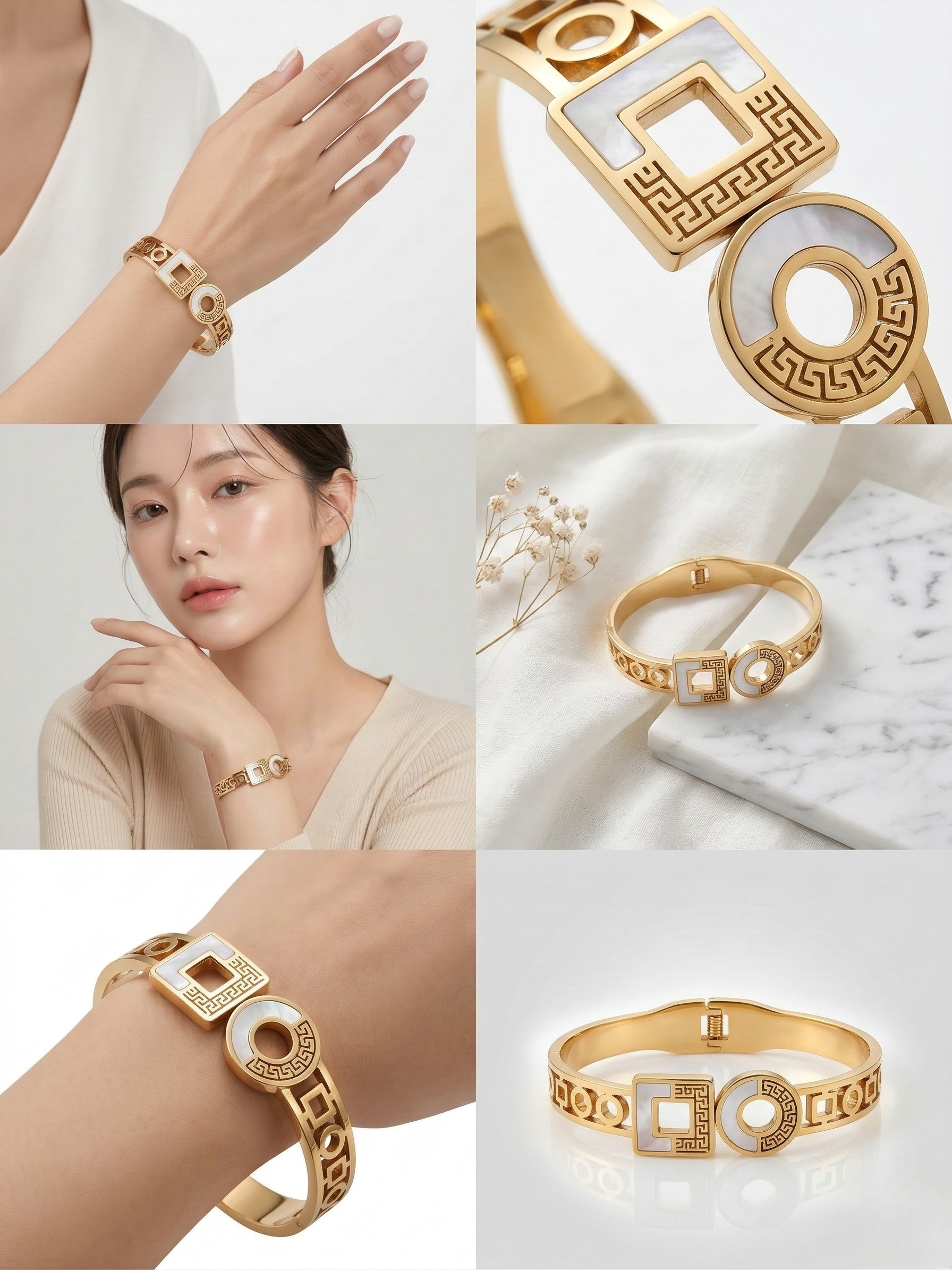 Stylish Gold Plated Dual Shape Designer Bracelet