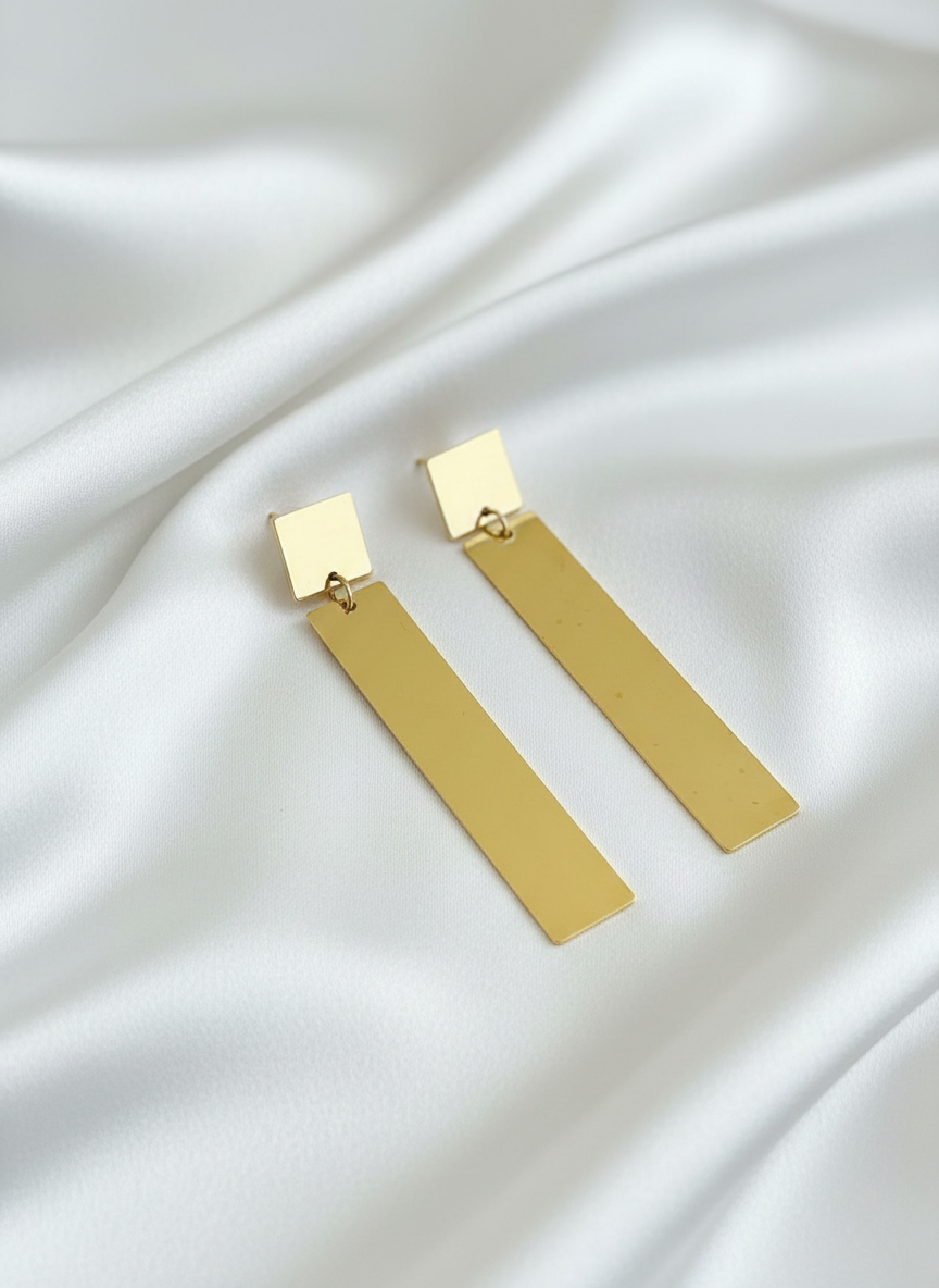 Golden Linear Drop Earrings