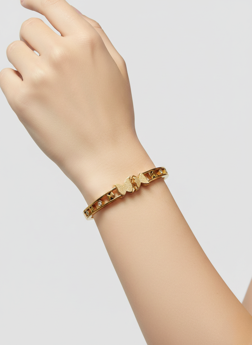 Elegant Korean Gold Butterfly and Star Kada