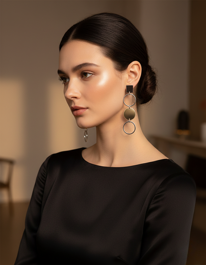 Silver Luxe Geometric Drop Earrings