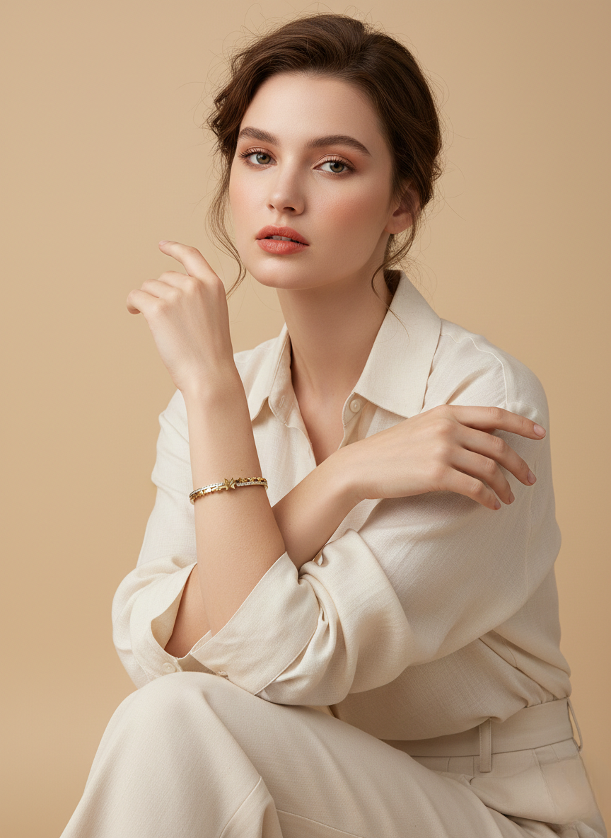 Elegant Korean Style Gold Butterfly Star Kada