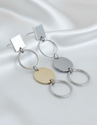 Silver Luxe Geometric Drop Earrings