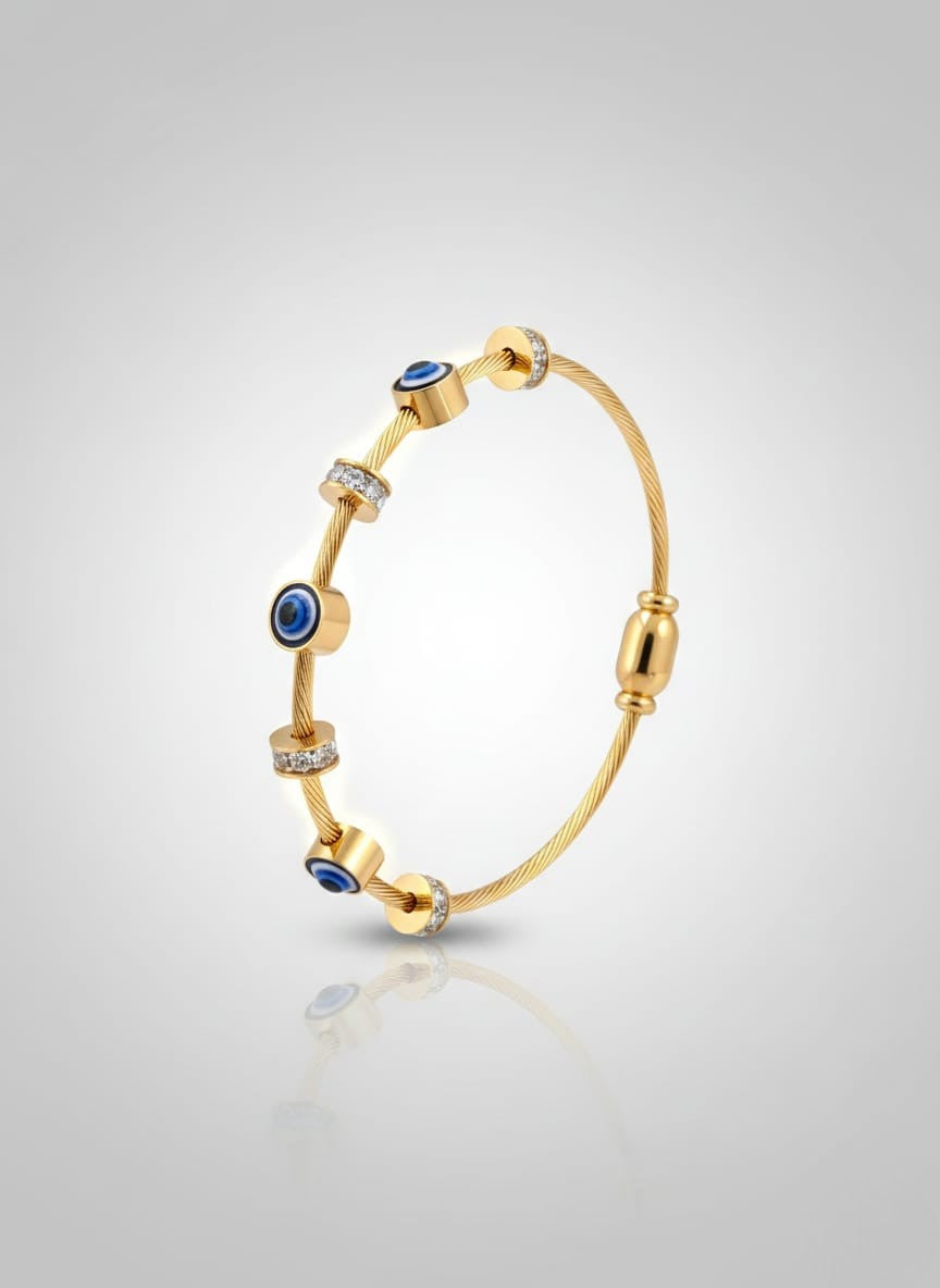 Golden Elegance: The Evil Eye Charm Bracelet
