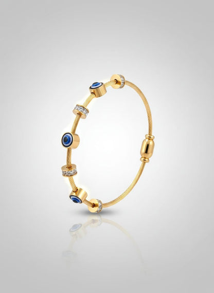 Golden Elegance: The Evil Eye Charm Bracelet