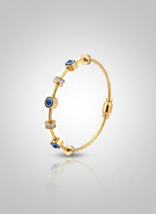 Golden Elegance: The Evil Eye Charm Bracelet