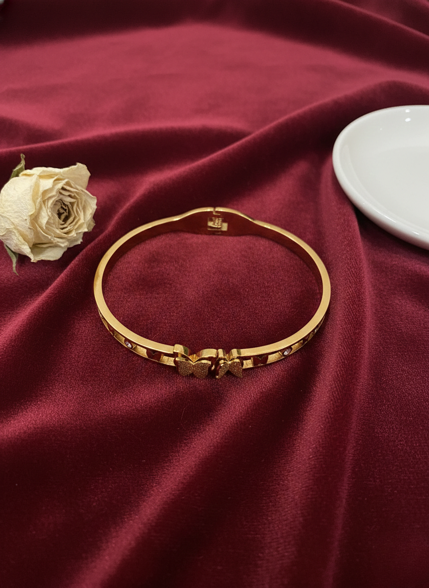 Elegant Korean Gold Butterfly and Star Kada