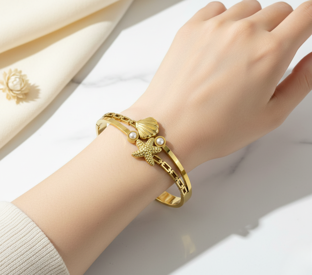 Minimal Open Cuff Korean Style Gold Plated Kada Bracelet