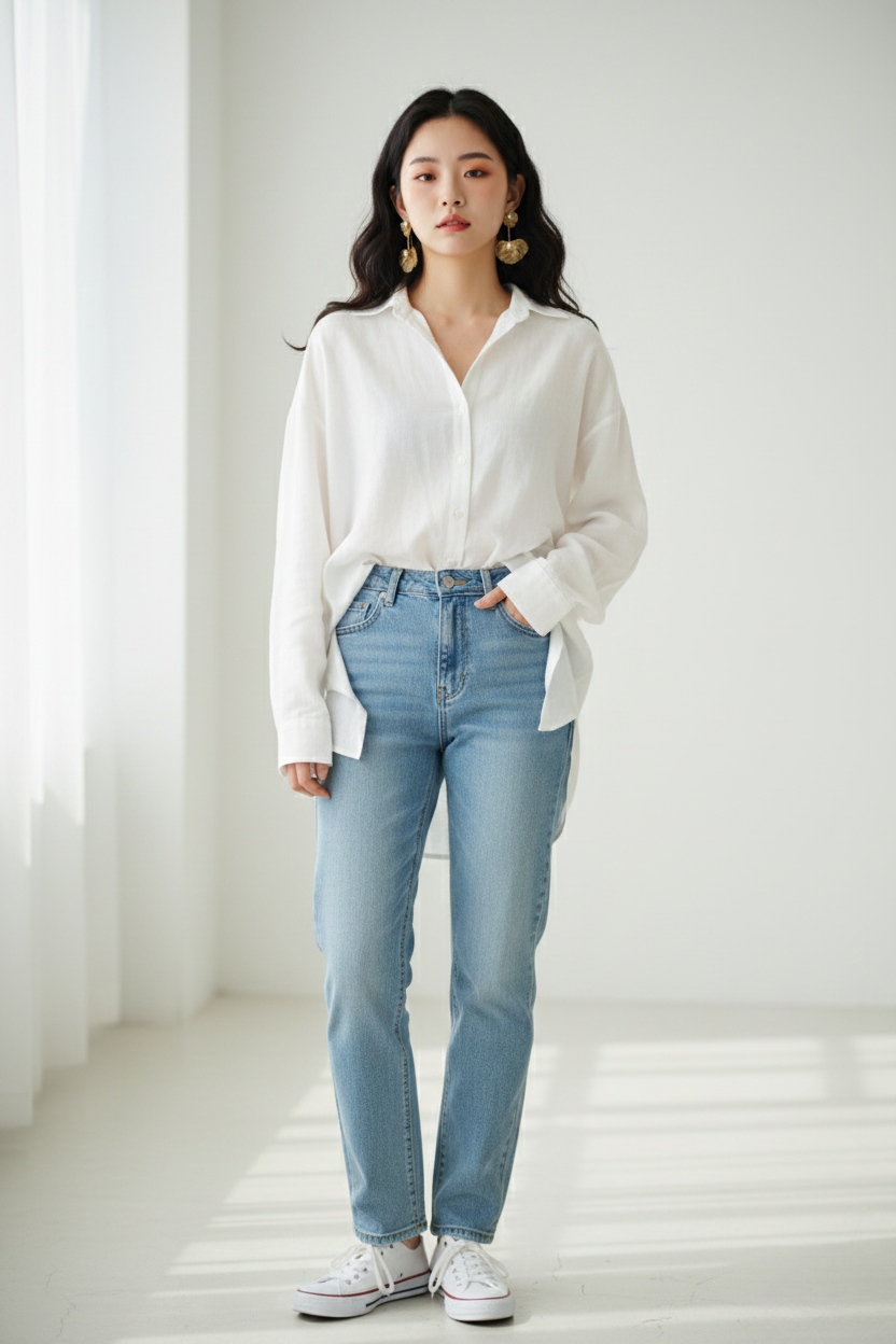 Korean Style Gold Floral Drop Earrings