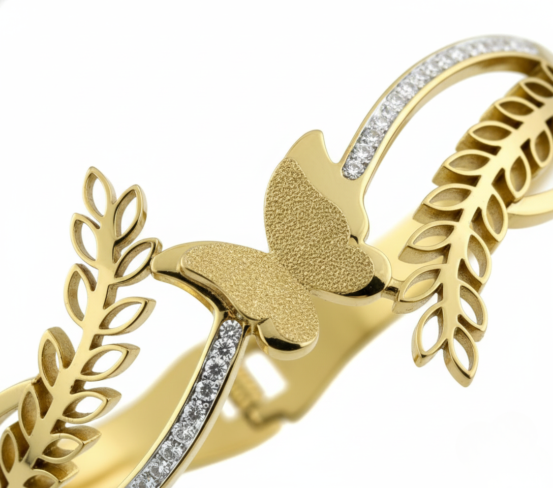 Elegant Shiny Butterfly Leaf Designer Bracelet