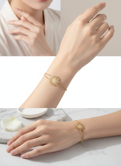 Elegant Gold Mandala Charm Adjustable Bracelet
