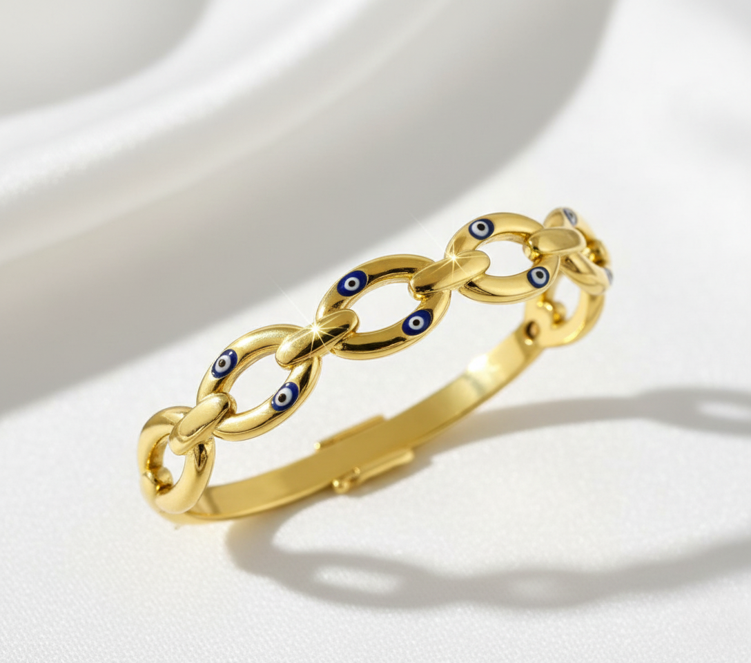 Designer Evil Eye Link Kada in Premium Gold Finish for Daily & Party Wear