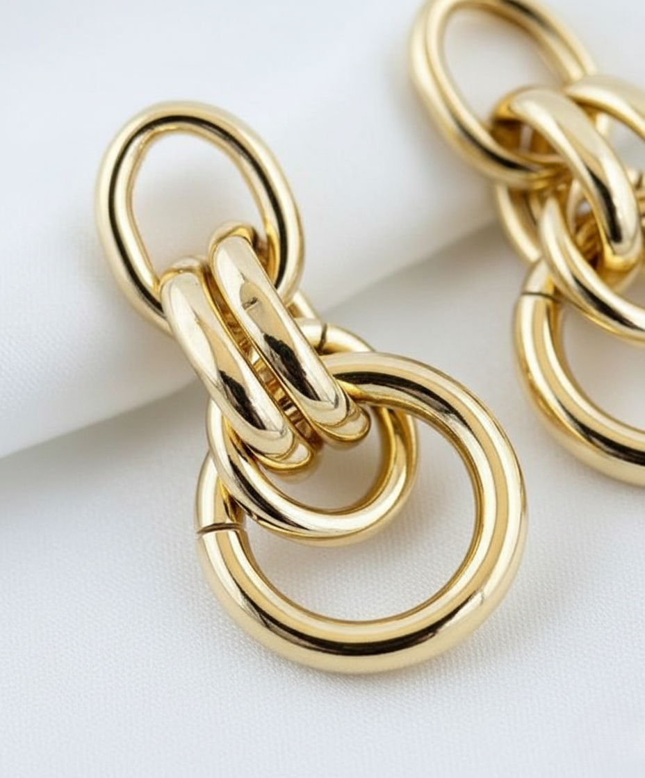 Interlinked Chain Drop Earrings – Modern Statement Fashion Jewelry