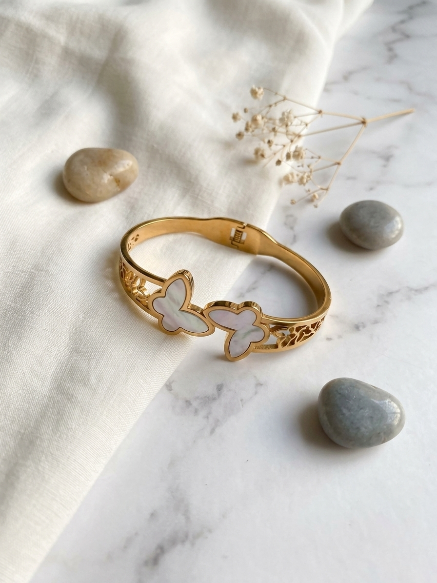 Elegant Gold Butterfly Pearl Korean Style Bracelet