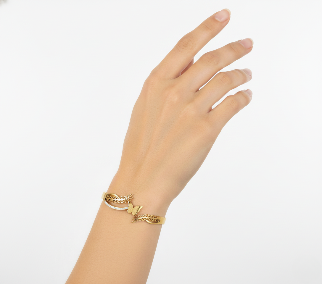 Elegant Shiny Butterfly Leaf Designer Bracelet