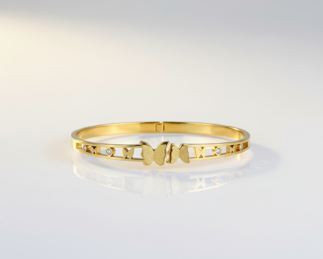 Butterfly Gold Kada Bracelet for Women – Minimal & Elegant